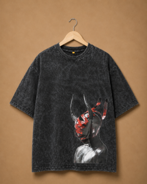Brandz Home Crimson Oni Acid Wash Oversized Tee