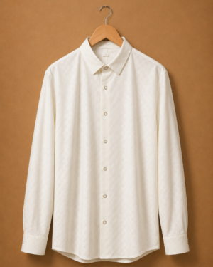 Brandz Home White Luxe Textured Full Sleeve Shirt