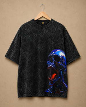 Brandz Home Neon Skull Acid Wash Oversized Tee
