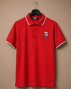Karl Lagerfeld Paris Crimson Icon Premium Polo T-Shirt