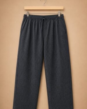 Men’s Charcoal Grey Checkered Relaxed Fit Trousers