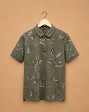 Olive Leaf Print Polo Tshirt