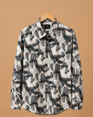 Rare Rabbit Monochrome Abstract Printed Shirt