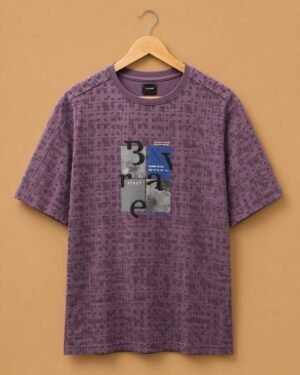 Brandz Home Urban Grid Graphic Oversized T-Shirt – Purple