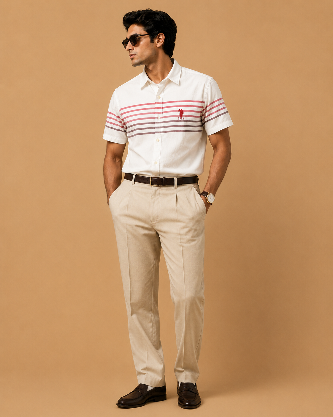 U.S. Polo Assn. Men's White Signature Stripe Cotton Casual Shirt - Image 2