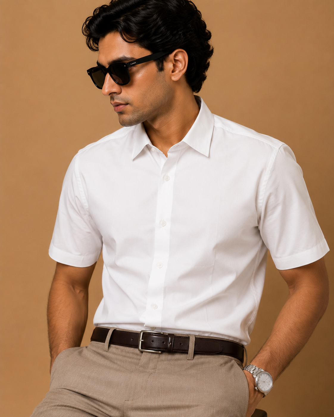 Rare Rabbit Men's Solid White Premium Cotton Casual Shirt - Image 3