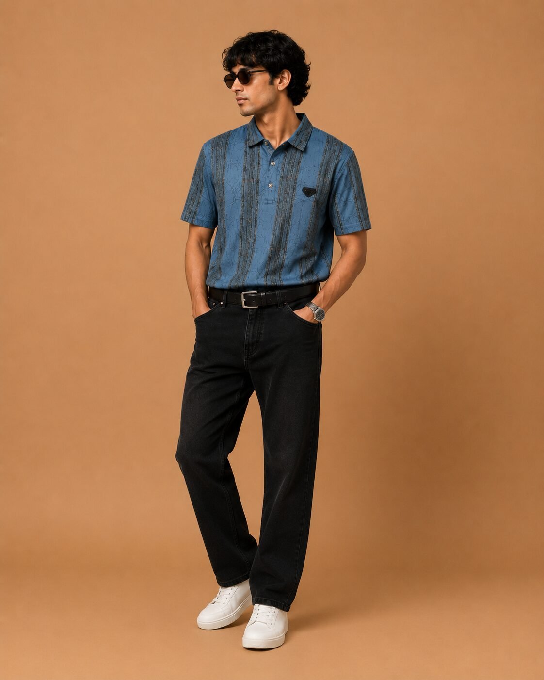 ChatGPT Image Jul 22, 2026, 11_53_37 AM - Copy Brandz Home Imported Premium Grey Textured Vertical Stripe Polo T-Shirt for Men - Image 3