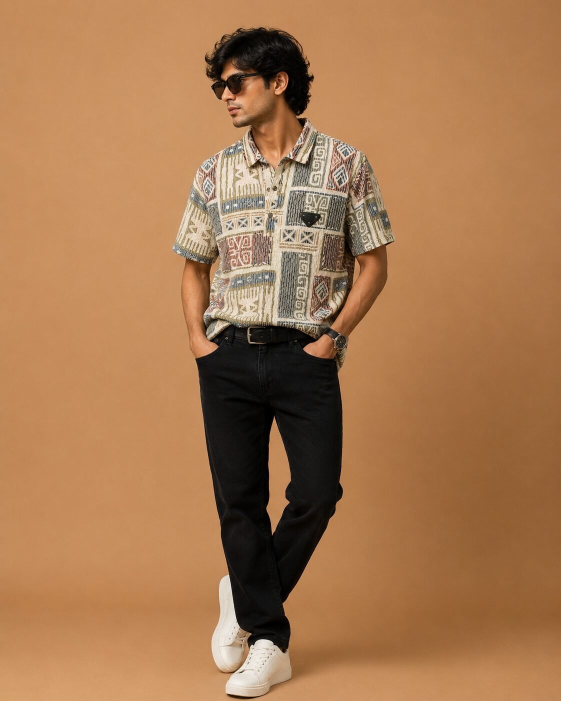 ChatGPT Image Jul 22, 2026, 12_08_43 PM - Copy Brandz Home Imported Premium Tribal Print Polo T-Shirt for Men - Image 2