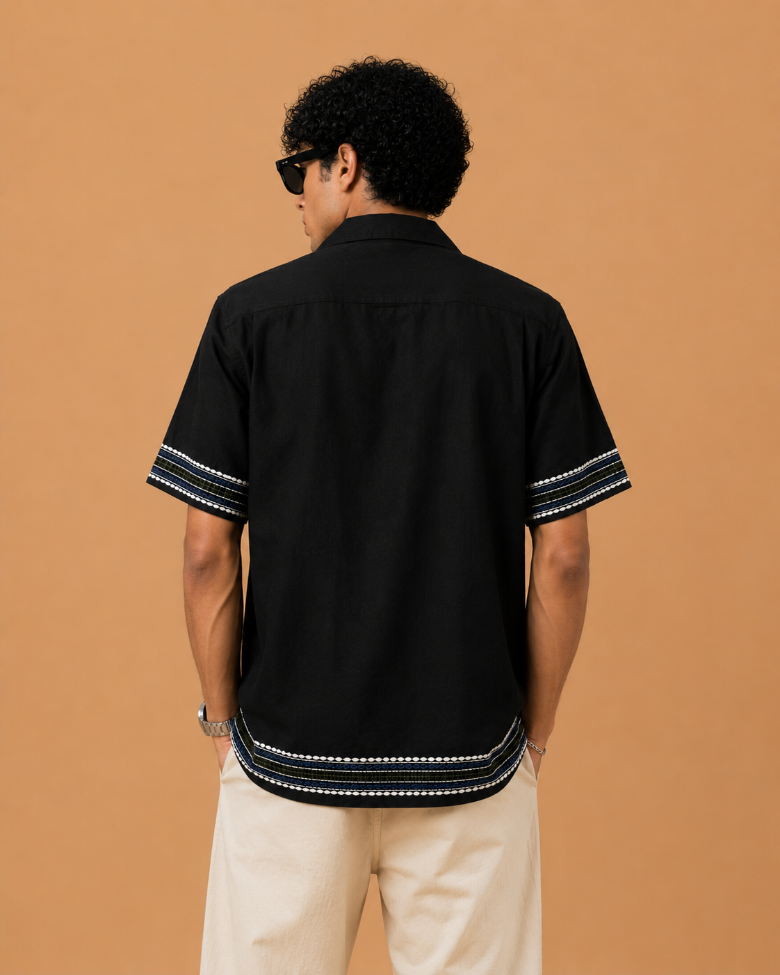 DNMX Men's Black Embroidered Premium Resort Casual Shirt - Image 4