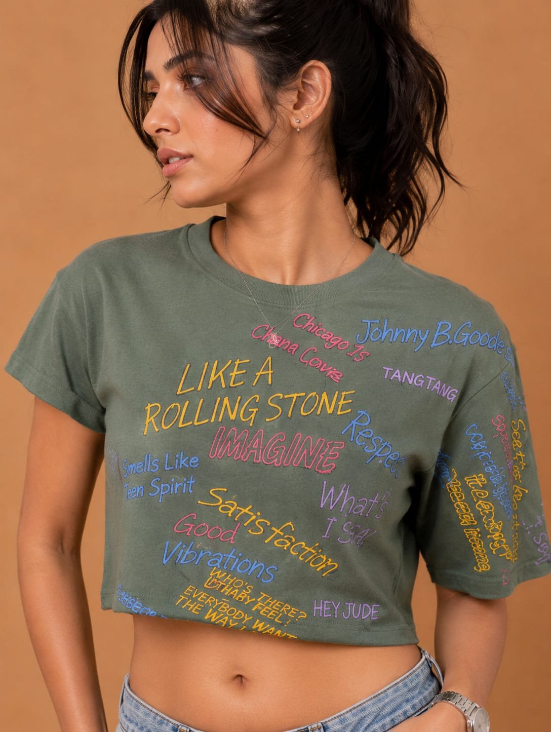 WhatsApp Image 2026-07-22 at 4.04.46 PM (2) Brandz Home Olive Echo Graphic Baby Tee for Women - Image 3