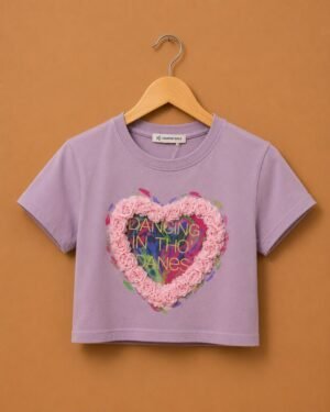Brandz Home Lavender Bloom Heart Graphic Baby Tee for Women
