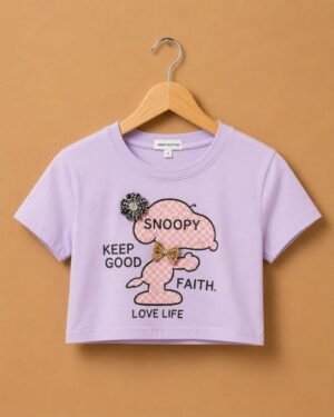 Brandz Home Lavender Snoopy Graphic Baby Tee for Women