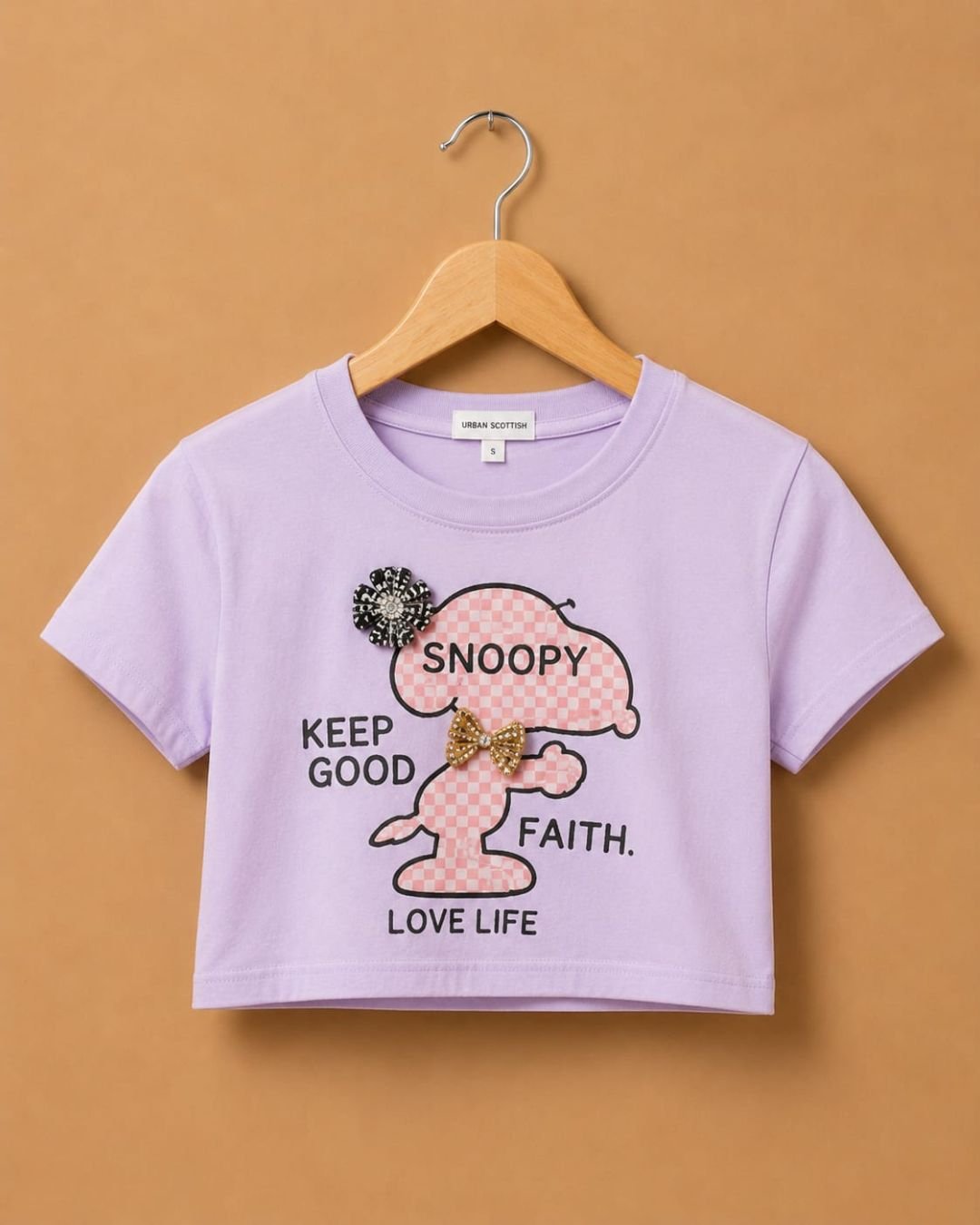 WhatsApp Image 2026-07-22 at 5.19.28 PM (2) Brandz Home Lavender Snoopy Graphic Baby Tee for Women