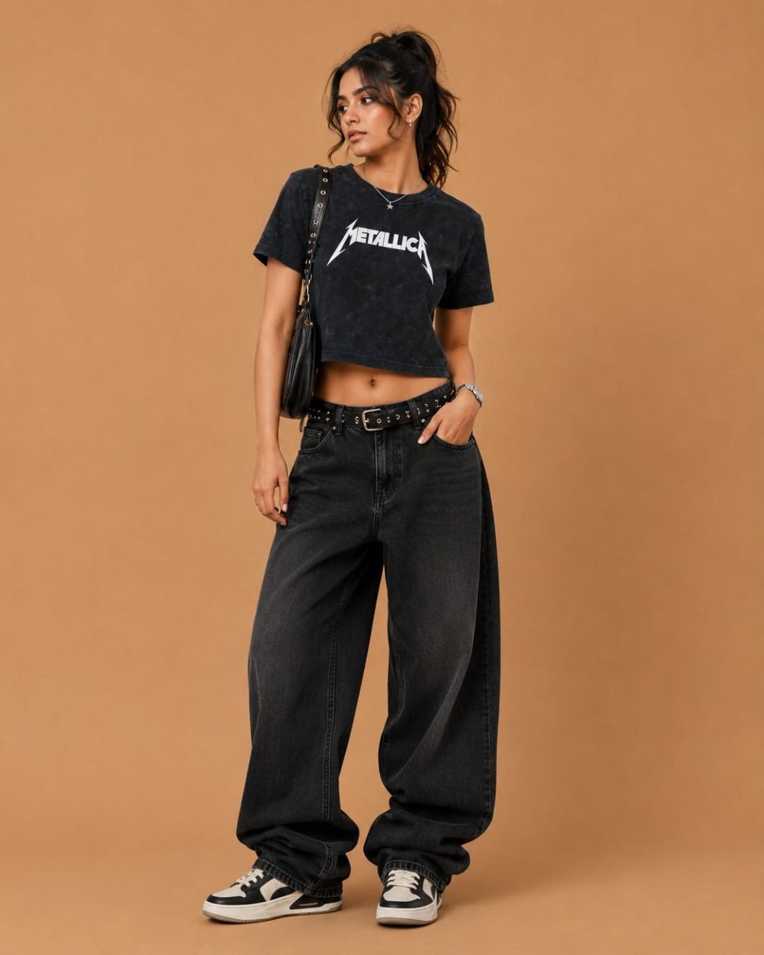 WhatsApp Image 2026-07-22 at 5.55.36 PM (1) Brandz Home Vintage Black Rock Graphic Baby Tee for Women - Image 2