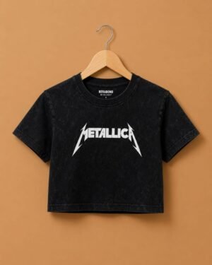 Brandz Home Vintage Black Rock Graphic Baby Tee for Women