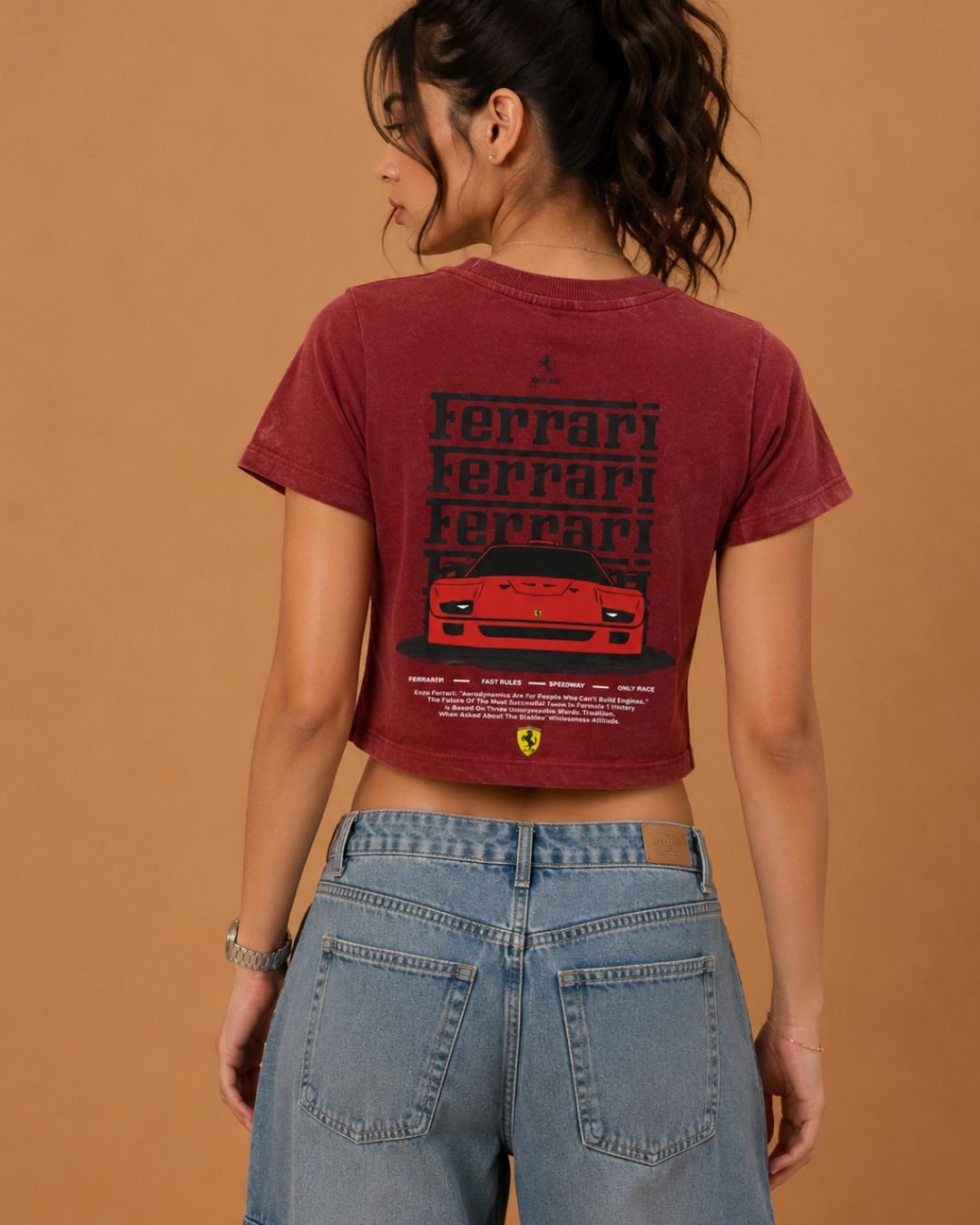 WhatsApp Image 2026-07-22 at 5.55.38 PM (1) Brandz Home Vintage Maroon Racing Graphic Baby Tee for Women - Image 4