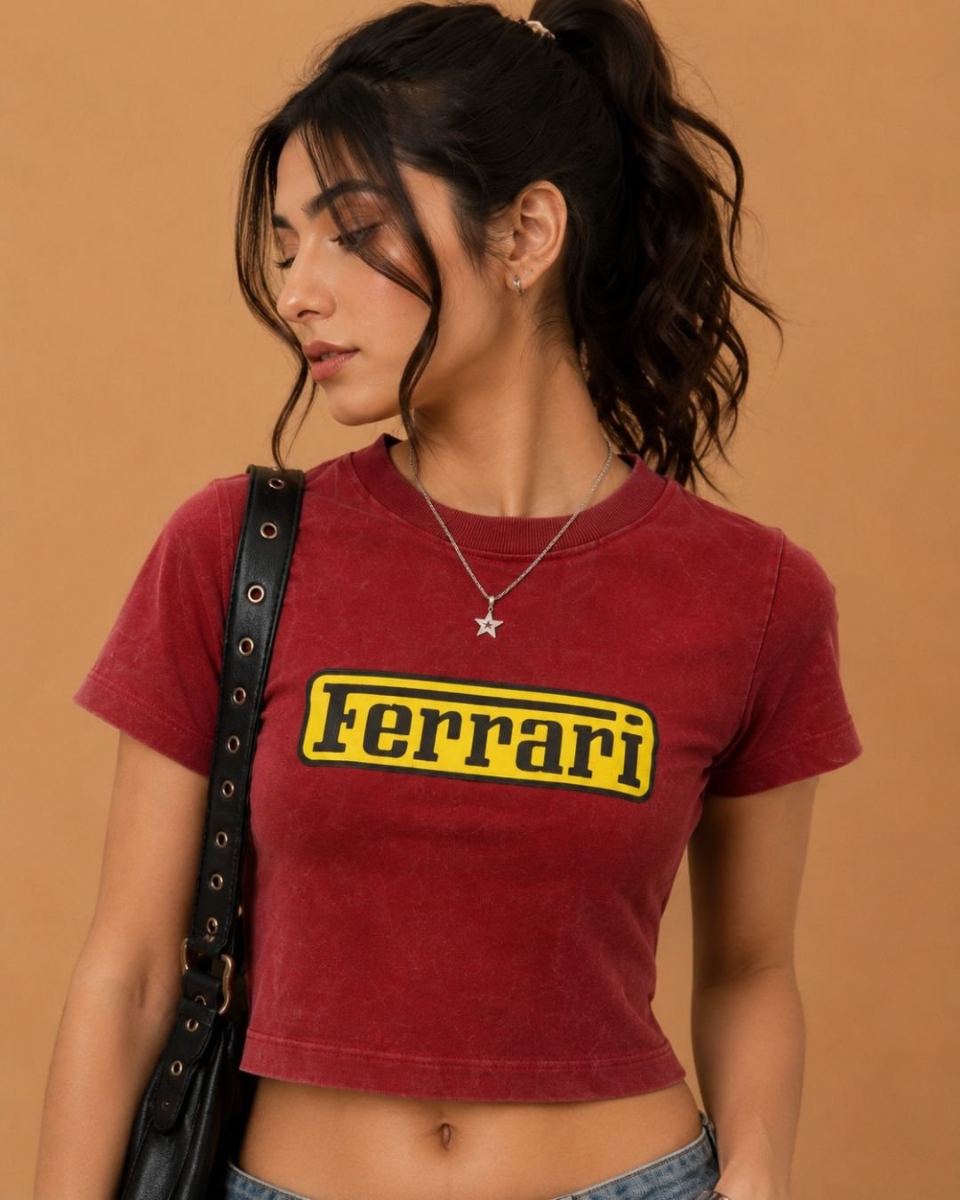 WhatsApp Image 2026-07-22 at 5.55.38 PM Brandz Home Vintage Maroon Racing Graphic Baby Tee for Women - Image 3