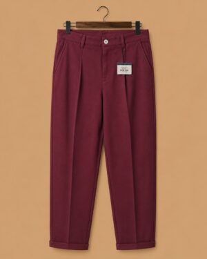 Brandz Home Men's Premium Wine Relaxed Fit Pleated Trousers