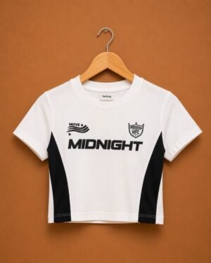 Brandz Home Women's Midnight Racer Graphic Baby Tee – White