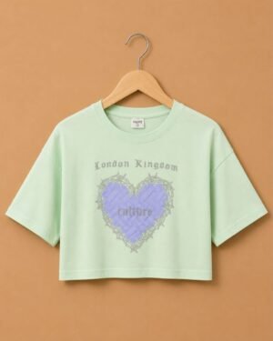 Brandz Home Women's Mint Green London Kingdom Heart Graphic Crop T-Shirt