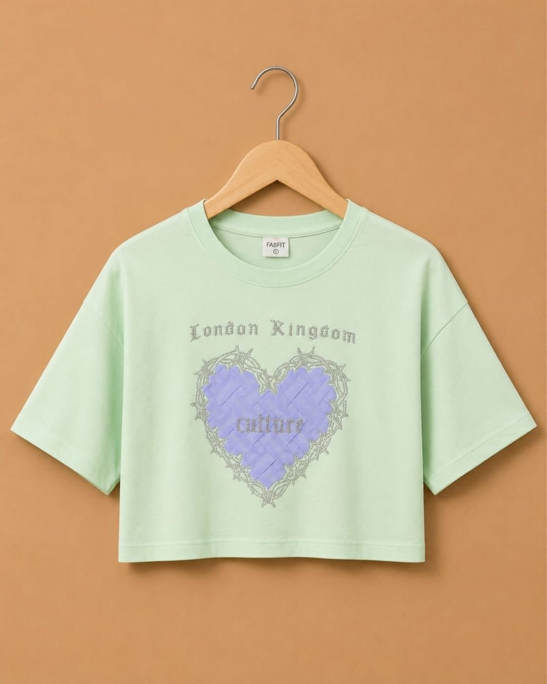 WhatsApp Image 2026-07-23 at 4.09.29 PM Brandz Home Women's Mint Green London Kingdom Heart Graphic Crop T-Shirt