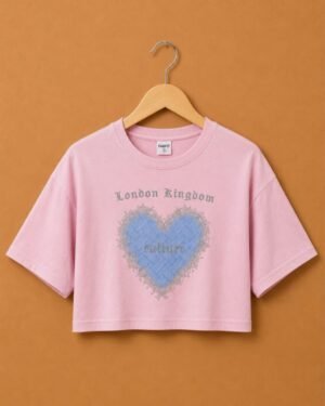 Brandz Home Women's Blush Pink London Kingdom Heart Graphic Crop T-Shirt