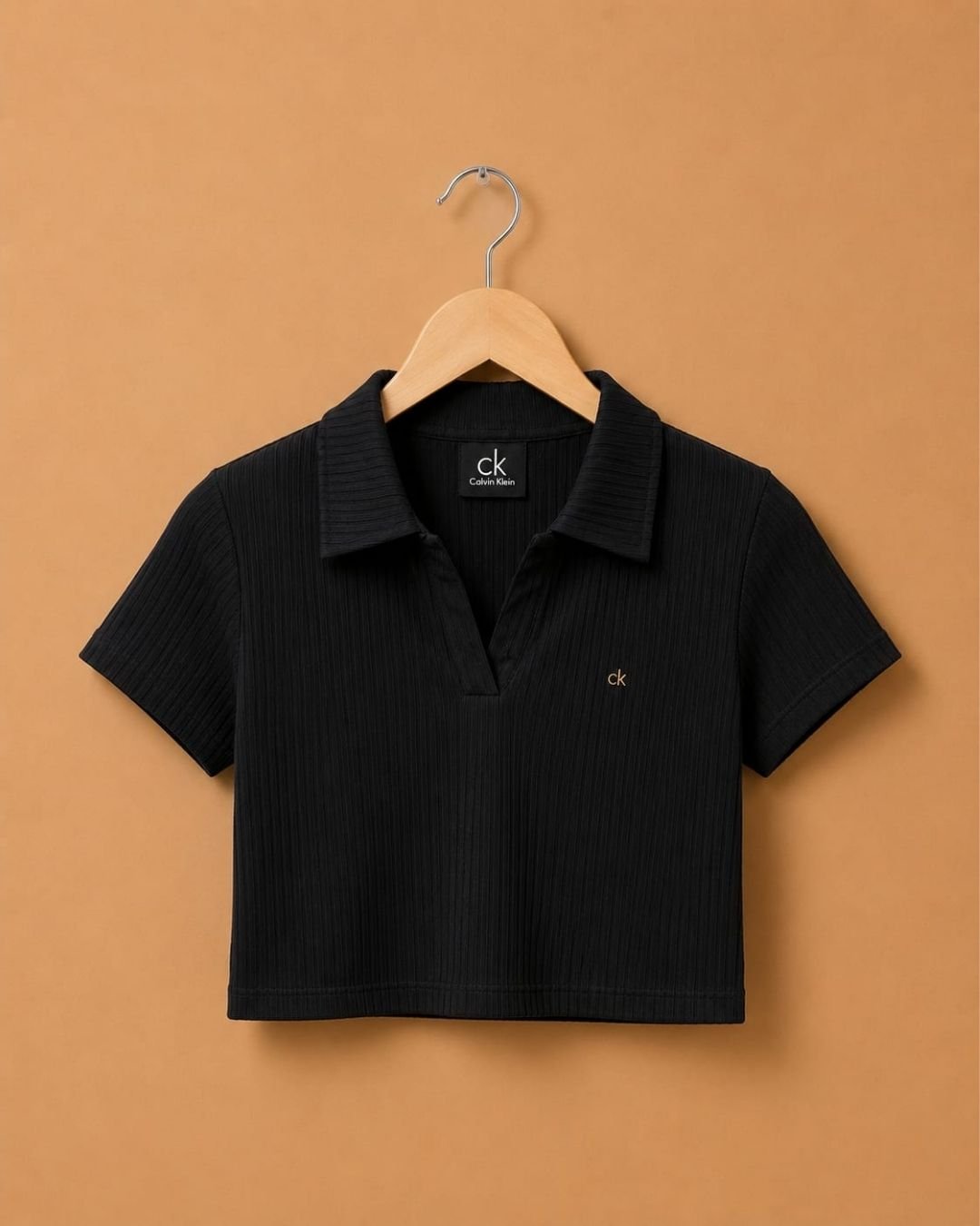 WhatsApp Image 2026-07-23 at 4.09.39 PM (2) Brandz Home Women's Black Ribbed Polo Crop Top