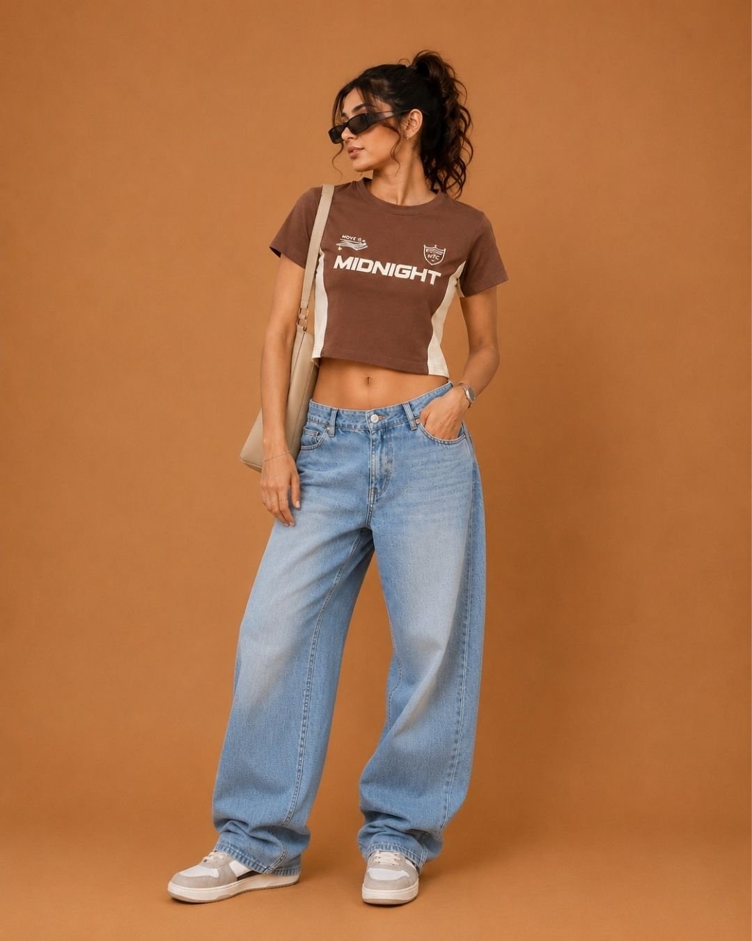 WhatsApp Image 2026-07-23 at 4.09.49 PM (2) Brandz Home Midnight Motion Brown Graphic Baby Tee for Women - Image 2