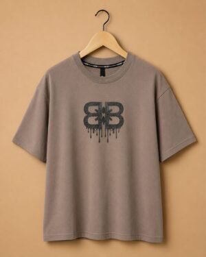 Brandz Home Imported BB Drip Oversized Graphic T-Shirt – Taupe Grey
