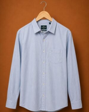 LINEN CLUB Premium Cotton Solid Full Sleeve Shirt – Sky Blue