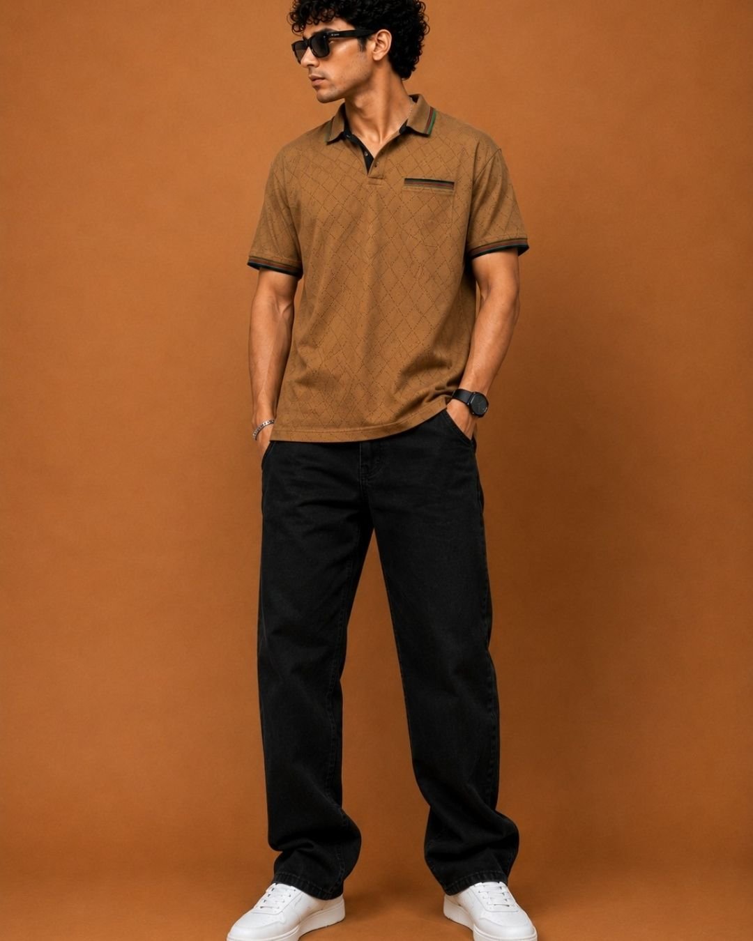 WhatsApp Image 2026-07-24 at 17.50.26 Brandz Home Imported Premium Textured Knit Polo T-Shirt – Camel Brown - Image 4
