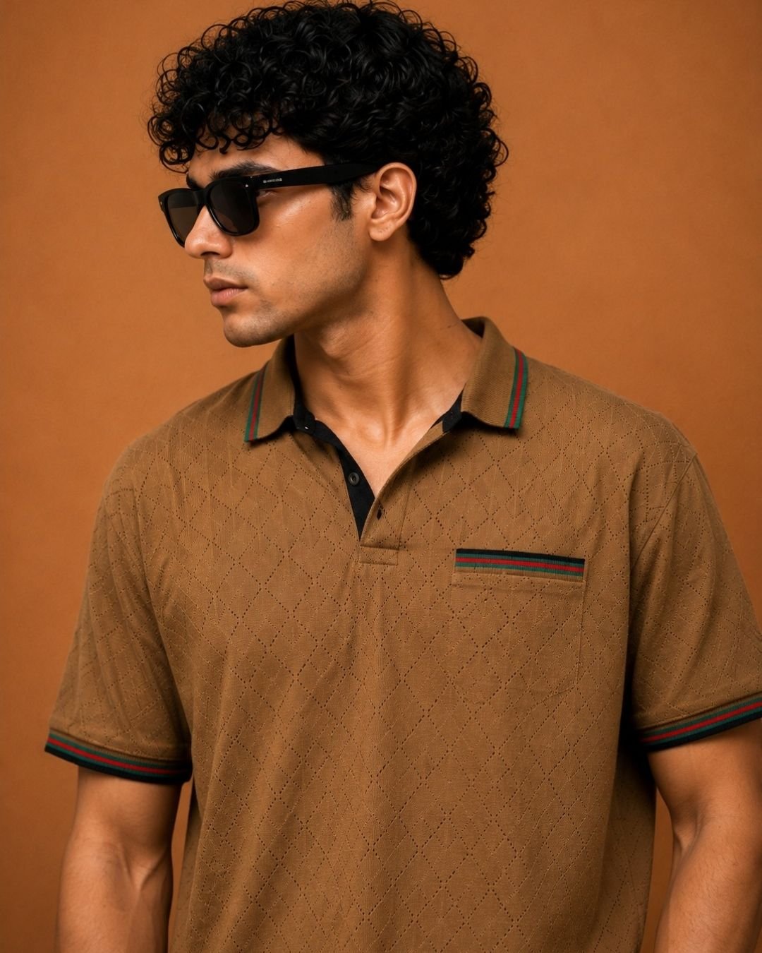 WhatsApp Image 2026-07-24 at 17.50.27 (2) Brandz Home Imported Premium Textured Knit Polo T-Shirt – Camel Brown - Image 3