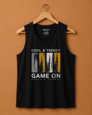 ONE SKY Game On Graphic Sleeveless Tank – Black