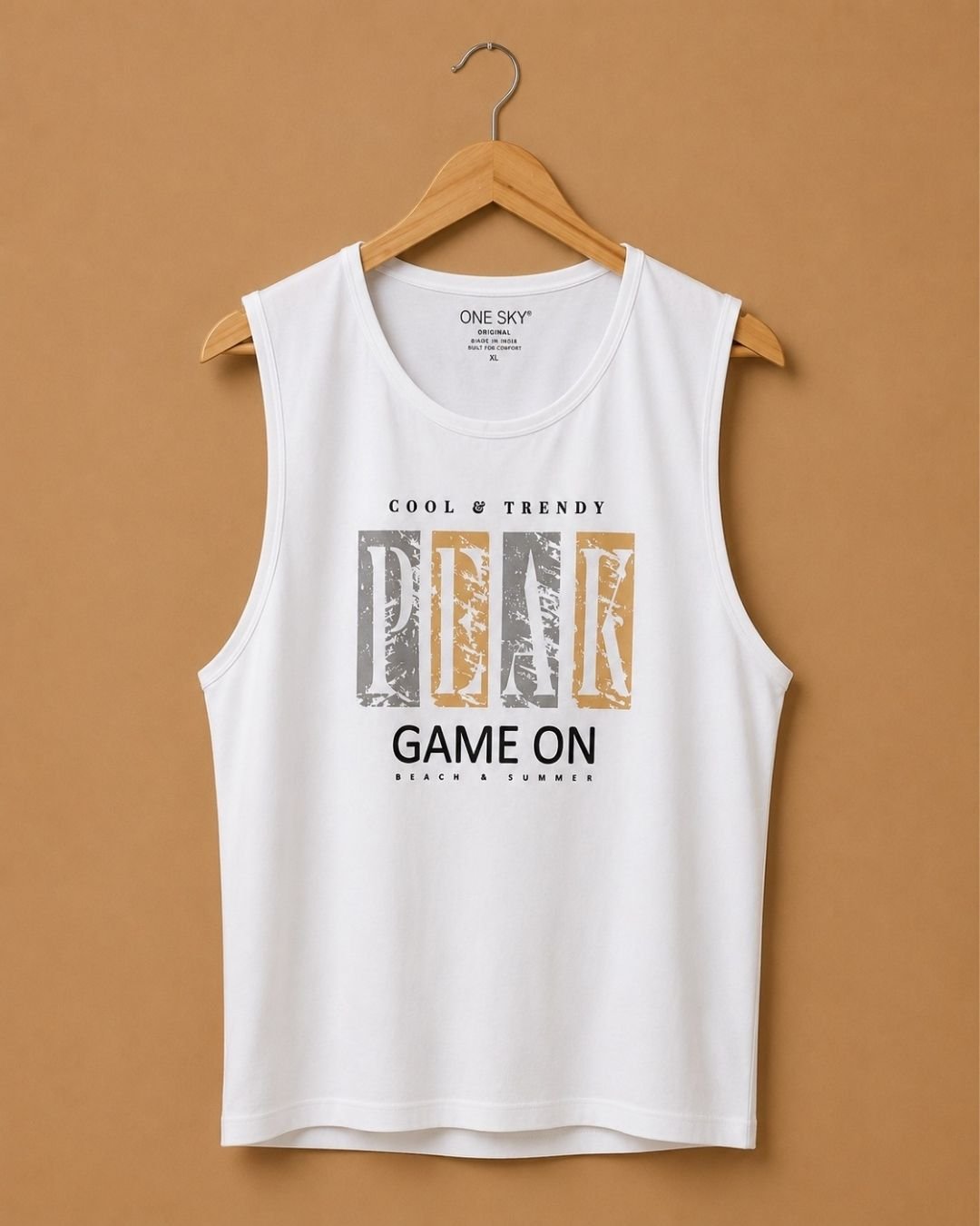 WhatsApp Image 2026-07-24 at 17.50.35 (1) ONE SKY Peak Game On Graphic Sleeveless Tank – White