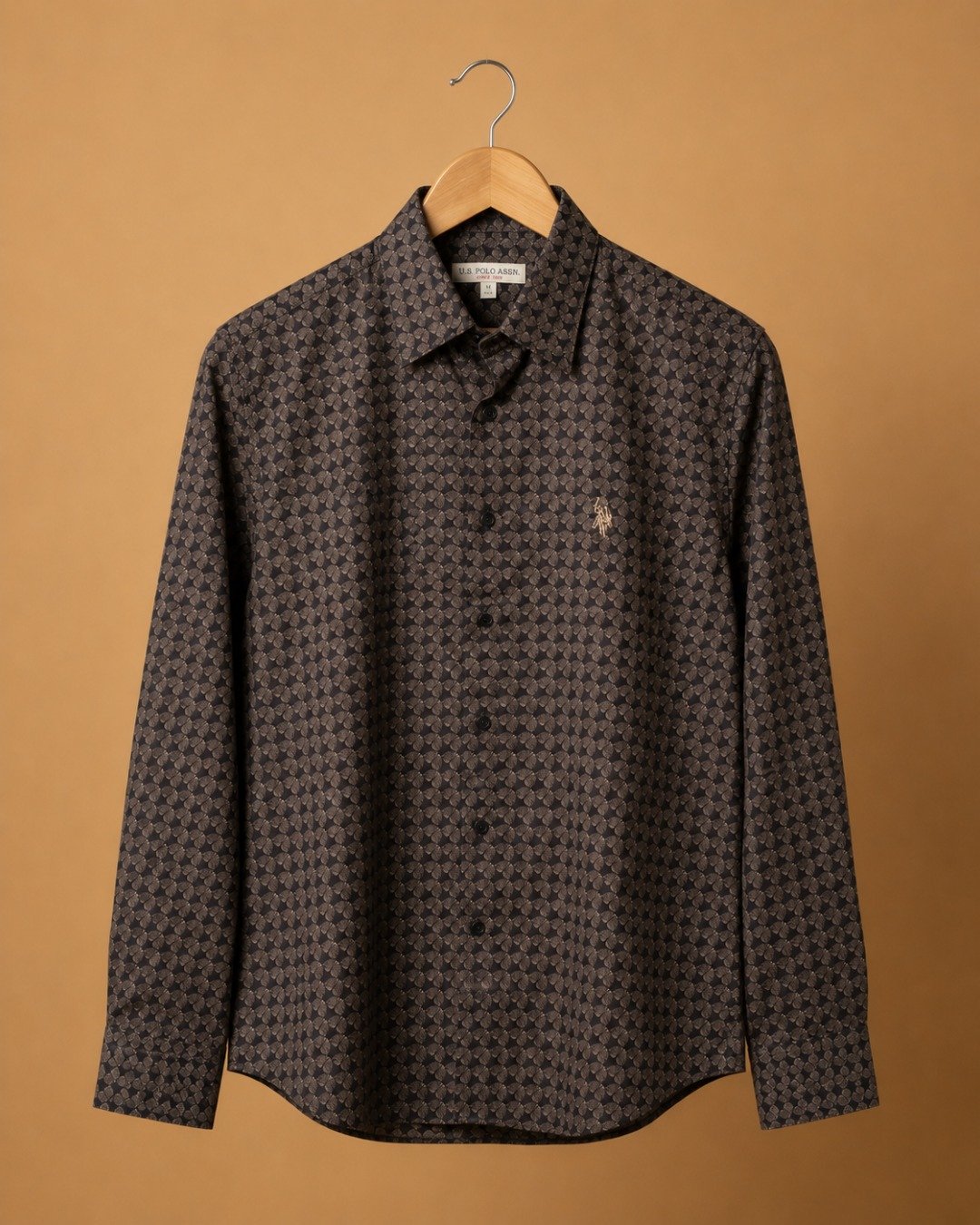 WhatsApp Image 2026-07-27 at 1.57.05 PM U.S. Polo Assn. Premium Charcoal Geometric Printed Cotton Full Sleeve Shirt
