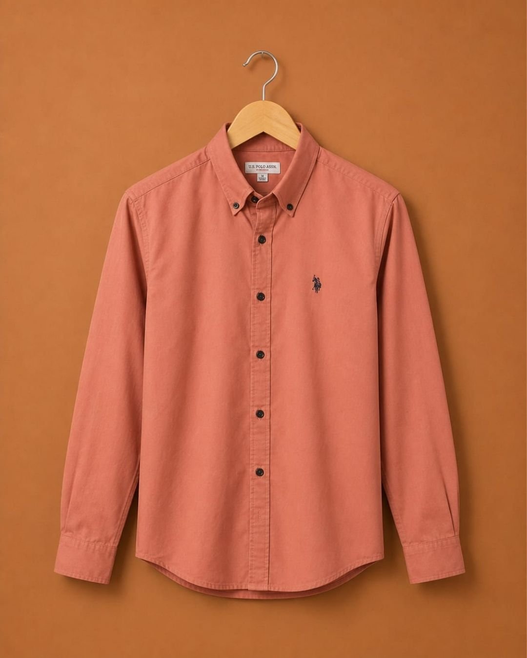 WhatsApp Image 2026-07-27 at 1.57.17 PM (1) U.S. Polo Assn. Premium Coral Pink Cotton Button-Down Full Sleeve Shirt