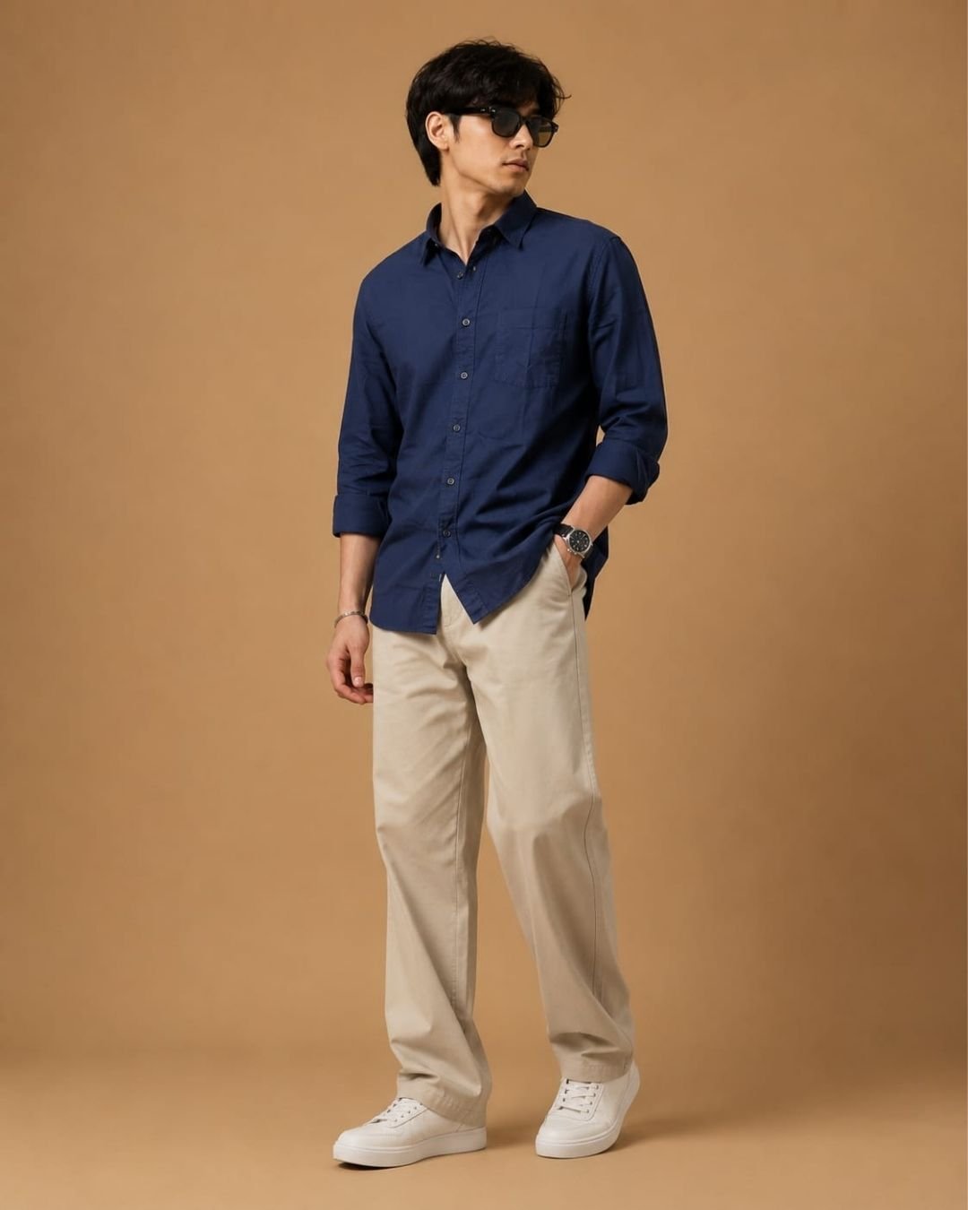 WhatsApp Image 2026-07-27 at 1.57.36 PM Snitch Premium Navy Blue Solid Full Sleeve Casual Shirt - Image 2