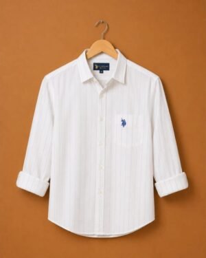 U.S. Polo Assn. Premium White Pinstripe Full Sleeve Shirt