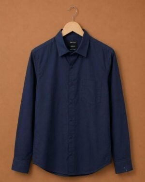 Snitch Premium Navy Blue Solid Full Sleeve Casual Shirt
