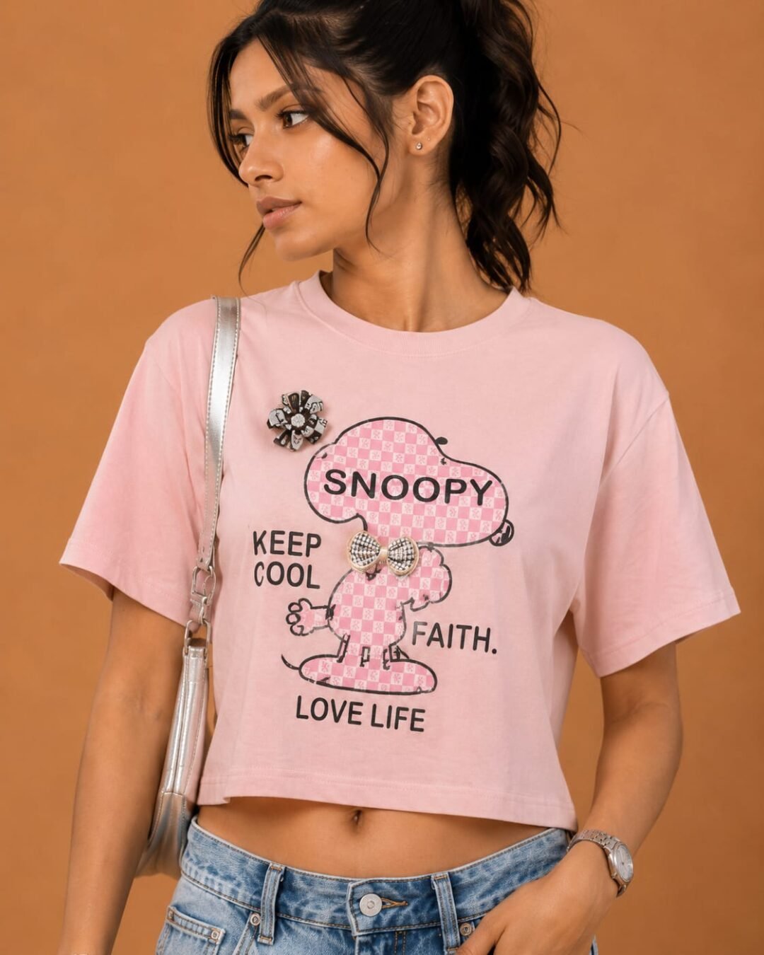 brandz home Brandz Home Pastel Pink Graphic Crop Tee - Image 3