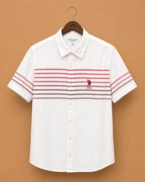 U.S. Polo Assn. Men's White Signature Stripe Cotton Casual Shirt