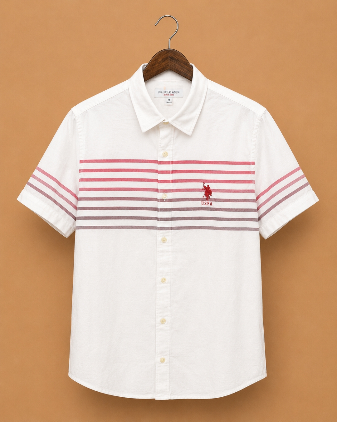 U.S. Polo Assn. Men's White Signature Stripe Cotton Casual Shirt