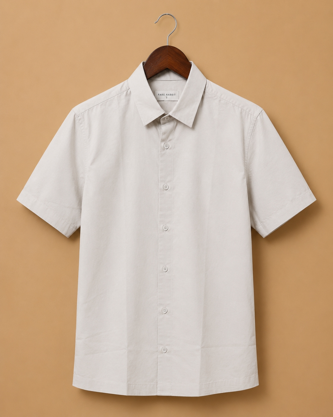 Rare Rabbit Men's Solid White Premium Cotton Casual Shirt