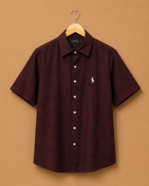 Polo Ralph Lauren Men's Maroon Premium Cotton Casual Shirt