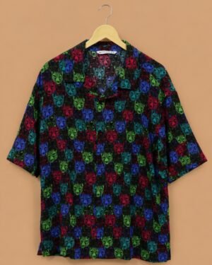 Snitch Men's Multicolor Panther Graphic Oversized Resort Shirt