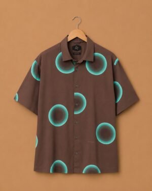 Rare Rabbit Eclipse Dot Printed Resort Shirt – Brown