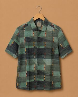 Rare Rabbit Urban Mosaic Printed Resort Shirt – Sage Green