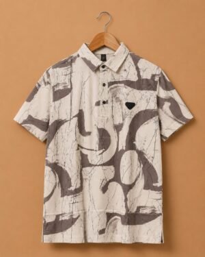 Brandz Home Imported Premium Textured Abstract Polo T-Shirt for Men