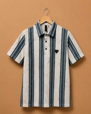 Brandz Home Imported Premium Textured Stripe Polo T-Shirt for Men