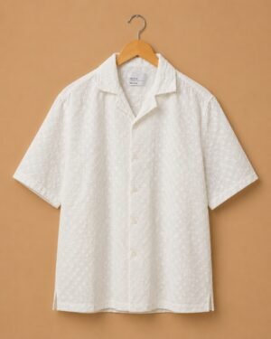 Snitch Ivory Textured Resort Shirt – White